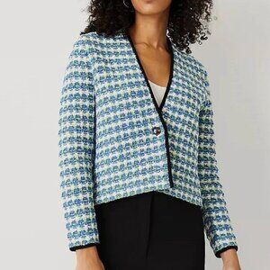 Ann Taylor Women's Tweedy Sweater Jacket in Deep Azure Size Medium